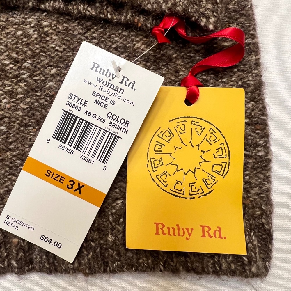 Ruby Rd. Brown Speckled‎ Button Front Flower Appl… - image 5